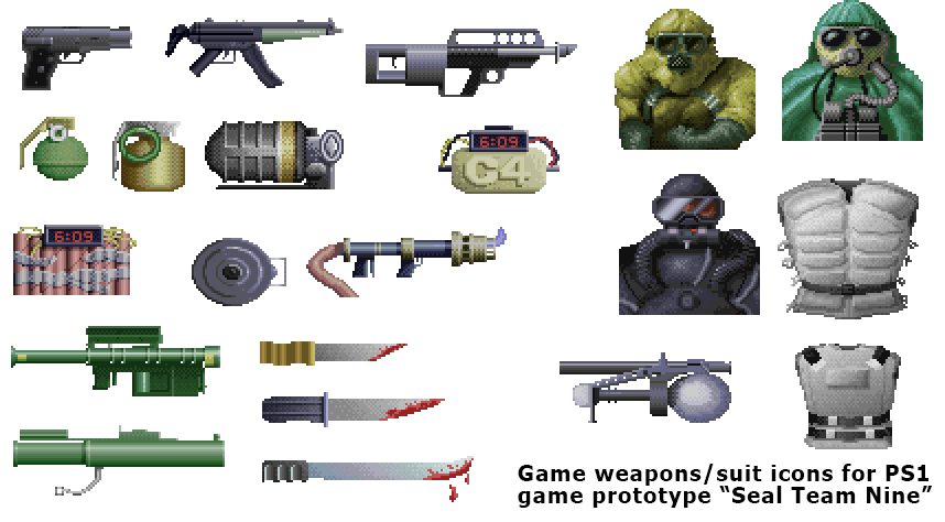video game 8 bit weapons deluxepaint