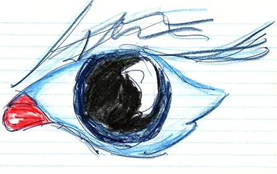 sketch of human eye dilated by lsd
