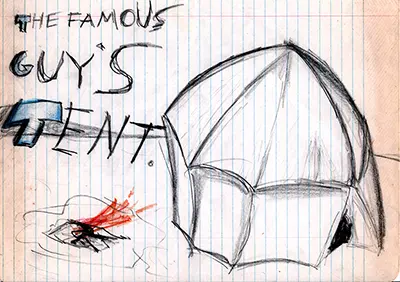lsd pencil sketch of tent