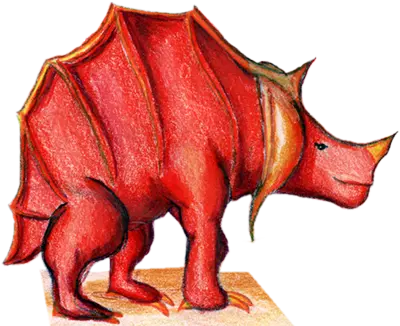 red dinosaur colored pencil