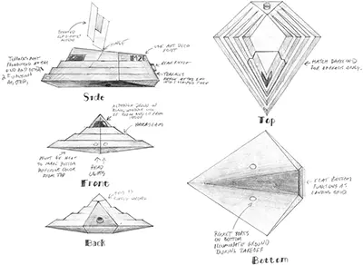 spaceship pencil sketch elevations