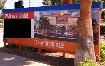 fallbrook mall pad building promo signage