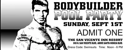 san vicente inn bodybuilder pool party ad
